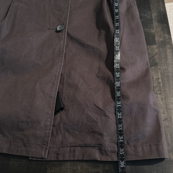 Garnet Hill Eggplant Knee Length Trench Coat Button Details Size 8 - Picture 7 of 7